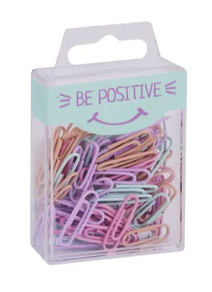 Скрепки 25мм 70шт "Be positive" винил, пастельн., круглые, пласт.подвес 247548