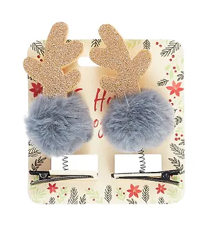 Заколки новогодние Помпоны с рожками (2шт) (текстиль) (12-06141-P6) 3048727