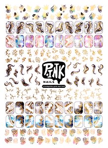 Слайдеры для ногтей «Мрамор», фольга, Pink