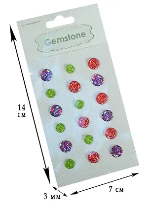 Стикеры полубусины синие/зеленые/красные, 18шт 2540006