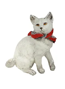 Фигурка Белая кошечка с шарфом (16,5х11х20см) (79-054)