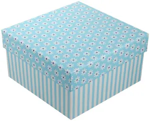 Коробка подарочная "Ромашки c полосками" голубая, 17*17*9.5см