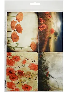 Декупажная карта Маки (А4) (пл. 40г/м2) (Karal733) (упаковка)