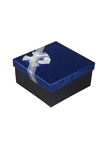 Коробка подарочная "Синий металлик" с сердцем 14,5*14,5*7,5см, декор.бант, картон, Хансибэг