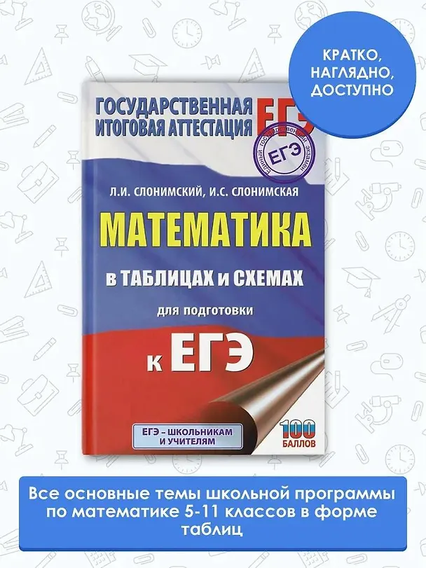 Книга Математика в таблицах и схемах для подготовки к ЕГЭ (Лев Слонимский) — 4