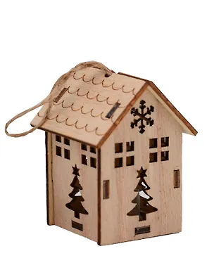 Новогоднее подвесное украшение с подсветкой Домик (7х5,5) (дерево) (12-3307032157-1) 3111957