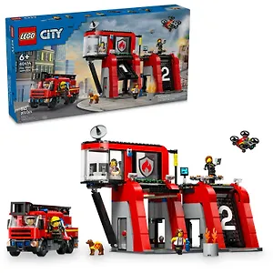 60414 Конструктор детский LEGO City Пожарная часть и пожарная машина, 843 деталей, возраст 6+