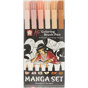 Маркеры-кисточки акварельные Koi.MANGA, 6 цветов, Sakura