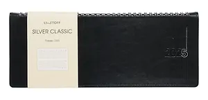 Планинг дат. 2025г. 56л "Silver classic" черный, 7Б, тв.переплет, настольный, иск.кожа, термотиснение, тисн.фольгой, евроспираль, офсет, инд.уп