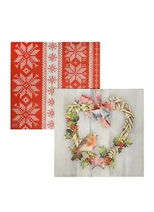 Набор салфеток для Декупажа Рождественский венок (611431/611248) (2шт) (упаковка)