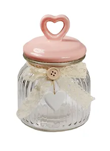 Баночка стекло с керамической крышкой Красное сердце (600 мл) (40624)
