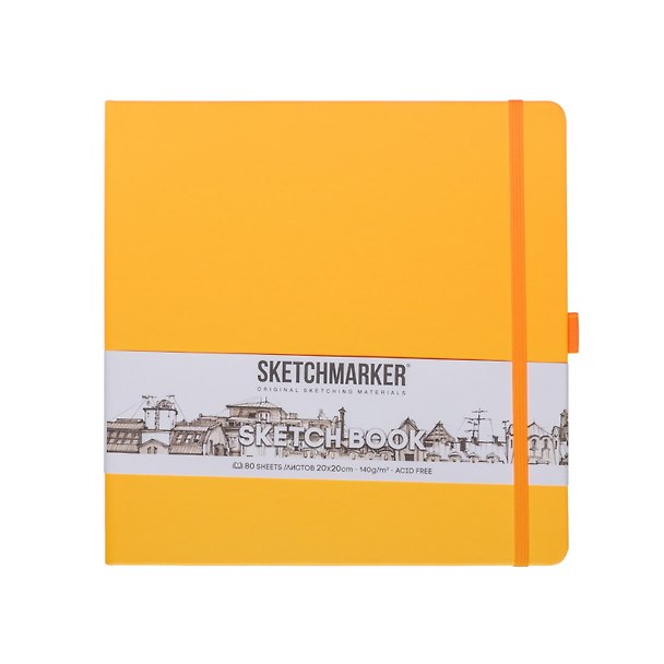 Скетчбук 20*20 80л "Sketchmarker" оранжевый, 140г/м2, слоновая кость, тв.обл. 3012379 — 1