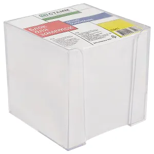 Блок-куб для записей, белый, пластиковый бокс, 9 х 9 х 9 см