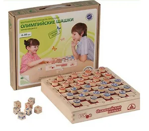 Настольная детская игра, КРАСНОКАМСКАЯ ИГРУШКА, Олимпийские шашки, 6 уровней сложности