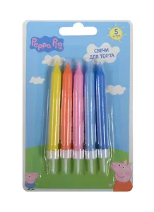 Набор свечей 5шт.Peppa Pig с держателями