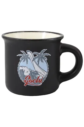 Кружка маленькая черная Круг,пальмы (фарфор) (75мл) (Сочи) (065-9-M-135-44-BL) 3134122