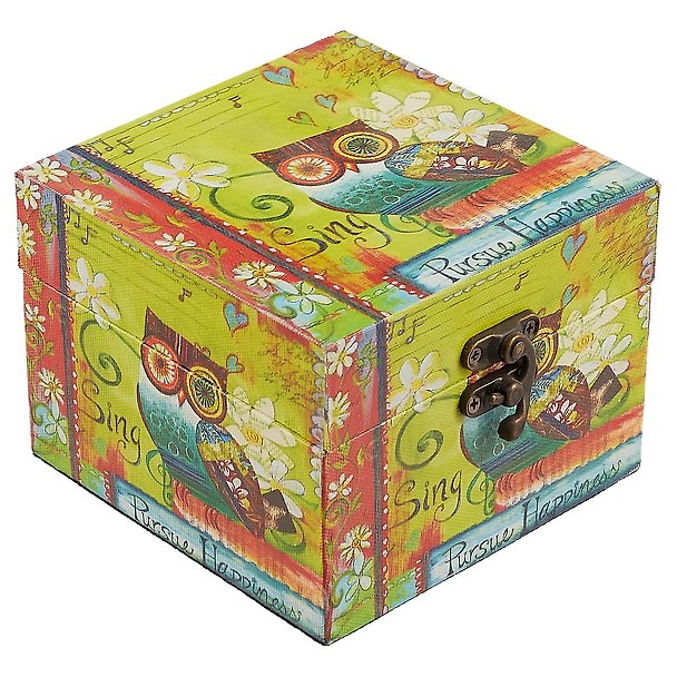 Шкатулка Сова на желтом Happy (12х12х9) (МДФ) 12-06654-DH3016-4 2580968 — 1