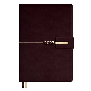 Ежедневник датированный 2027г. А5 176л "Шевиот" бордовый, кожзам, тв.переплет, тисн.фольгой, офсет, справ.мат-лы, ляссе, магнитный клапан, инд.уп