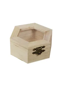 Шкатулка для росписи многогранник со стекл. вставкой (115243) (10х9х4,5см) (дерево)
