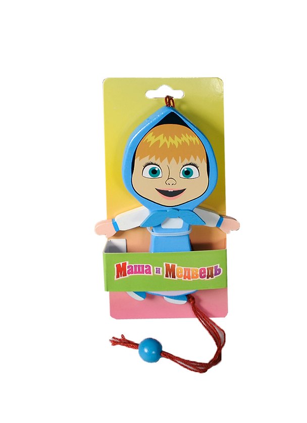 Игрушка деревянная Маша дергунчик (голубая) (YX106) (упаковка) 2394908 — 1