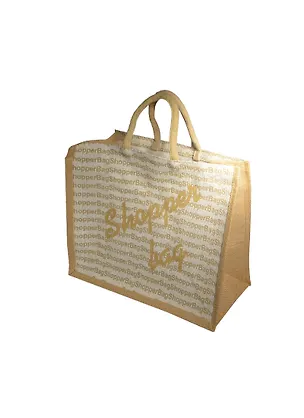 Джутовая сумка "Хозяйственная сумка белая"  43x34x19 см, длина ручки- 36 см, PB1478 2373674