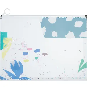 Папка на молнии А4 "Leaves and flowers" пластик, с расширением, сыпуч.блестки, ассорти