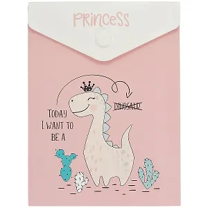 Папка-конверт А6 на кнопке "Dino Princess", вертикальная