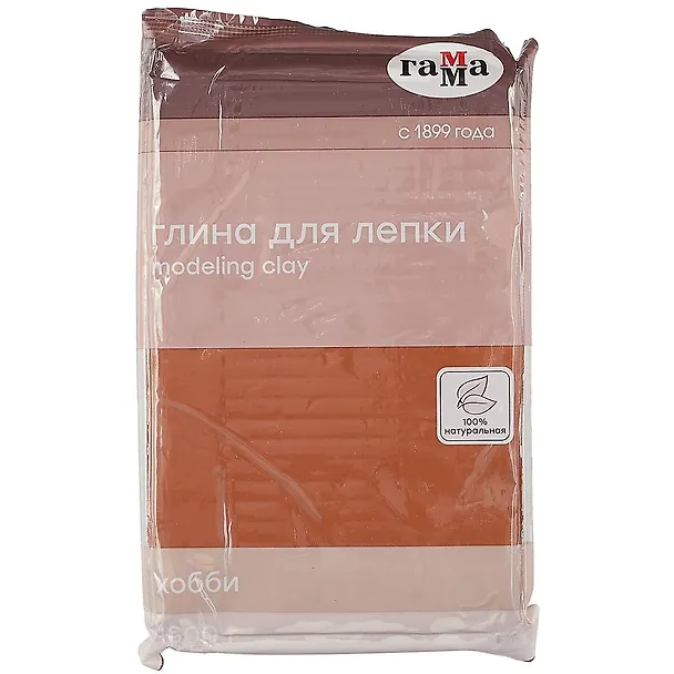 Глина натуральная 1500г "Хобби" терракотовый, 1500г, вак.уп. 262634 — 1