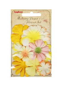 Набор цветочков из шелковичной бумаги 10 шт, светло желтый и кремовый