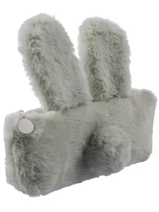 Пенал-косметичка из искусственного меха с подкладкой "Rabbit", светло-серый, Yoi