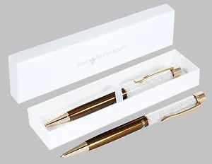 Ручка подарочная шариковая синяя "Glam Shine" золот.корпус, чешск.кристаллы, карт.футляр, Silwerhof