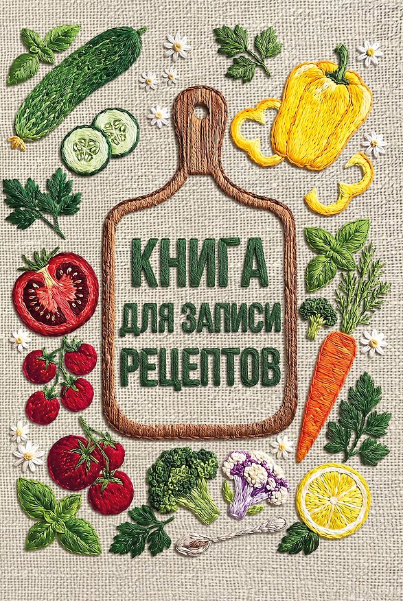 Вышитые гладью овощи. Книга для записи рецептов (А5, тактильная обложка) 3178223 — 1