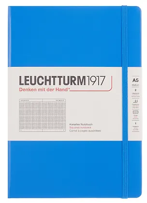 Книга для записей A5 125л кл. "Medium" тв.обложка, цвет небесный, Leuchtturm1917 3166571