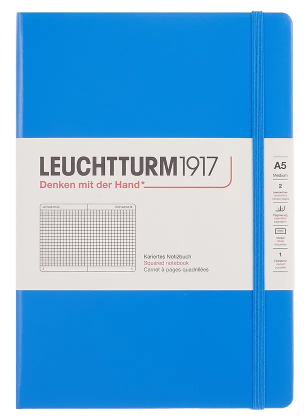 Книга для записей A5 125л кл. "Medium" тв.обложка, цвет небесный, Leuchtturm1917 3166571 — 1