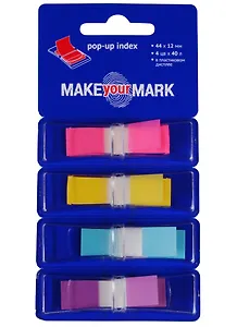 Закладки самоклеящиеся 44*12 мм 4 цвета*40 листов, с цветным краем, MAKE your MARK