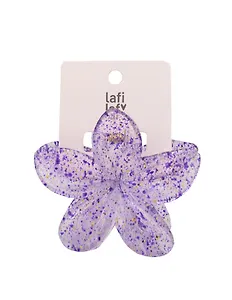 Заколка-крабик Цветок прозрачный/голубой узор (пластик) (12-253004-С8) (Lafilaf)