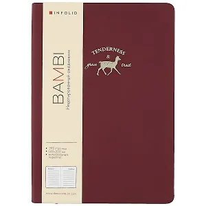 Ежедневник недат. А5 96л "Bambi" бордовый, иск.кожа, интегр.переплет, тонир.блок, ляссе