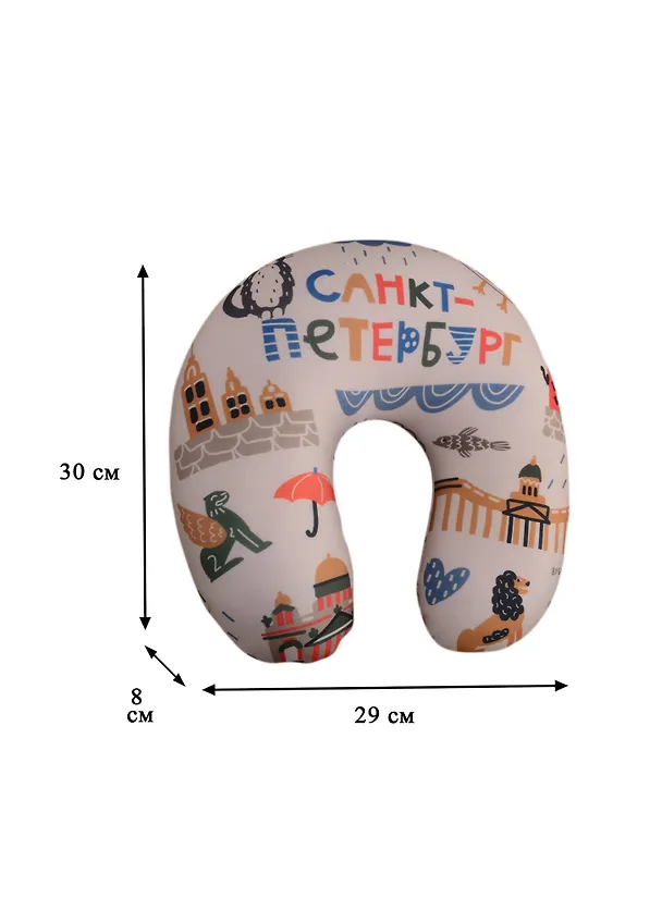 Подушка на шею антистресс «СПб Символы города», (35х35 см), (бежевый) 2784607 — 2