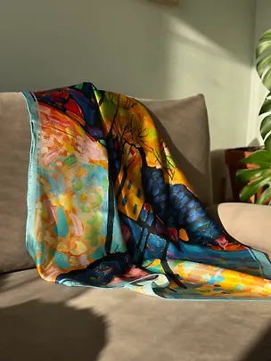 Платок Кандинский Зимний пейзаж 90х90 3054858