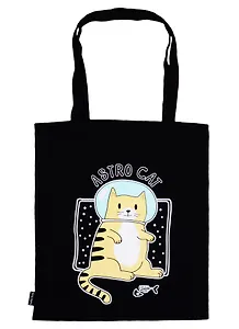 Сумка-шоппер Кот-космонавт Astro cat черная, текстиль 40см.*32см.