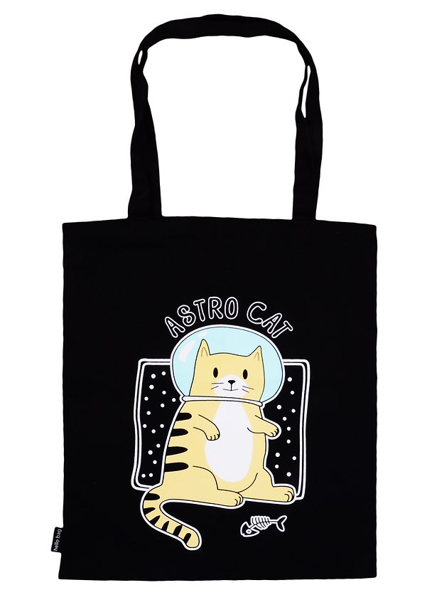 Сумка-шоппер Кот-космонавт Astro cat черная, текстиль 40см.*32см. 2824735 — 1