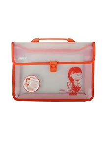 Портфель-папка А4  прозрачный пластик, красный кант, 2 отд, Proff