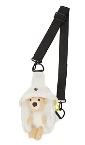 Сумочка на молнии с ремнем Мишка (белая) (19х12х6) (текстиль) (12-23827-SH20)