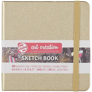 Скетчбук 12*12 80л "Art Creation" металлик белое золото, нелинованн. 140г/м2, слоновая кость, тв.обл., Royal Talens