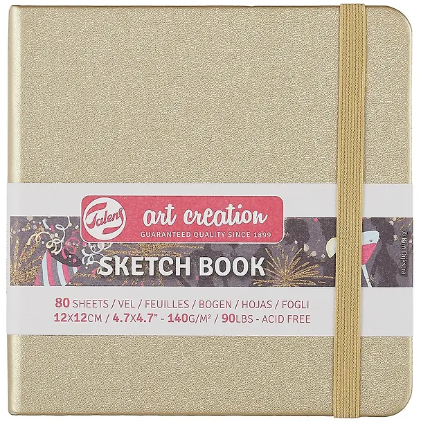 Скетчбук 12*12 80л "Art Creation" металлик белое золото, нелинованн. 140г/м2, слоновая кость, тв.обл., Royal Talens 2886020 — 1