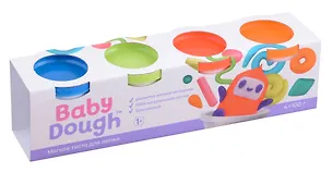 Тесто для лепки "BabyDough". Набор 4 цвета (синий, нежно-зеленый, красный, оранжевый) 2988970