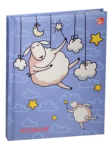 Записная книжка А6 48л "Овечки (графика)" 7БЦ, с поролоном, мат.лам., выб.лак, блестки, Listoff