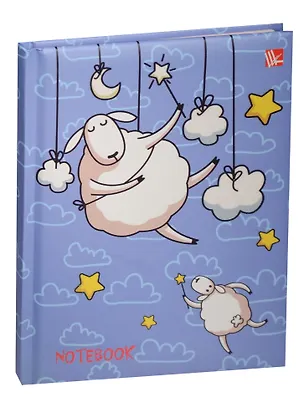 Записная книжка А6 48л "Овечки (графика)" 7БЦ, с поролоном, мат.лам., выб.лак, блестки, Listoff 241538
