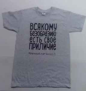 Футболка Всякому безобразию (Чехов А. П.) хлопок, серая, р-р L