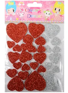 Набор для творчества Сердца EVA с блестками самокл., 2 листа